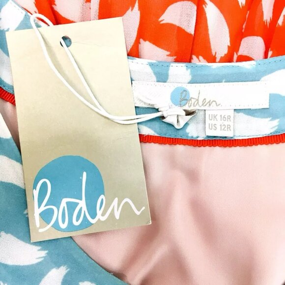 NWT Boden Sylvie Brush Stroke Midi Dress Sz 12 Lined Zipper Flowy Chiffon - Picture 12 of 13